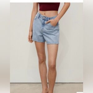 Mango MNG Zoey HIGH-WAISTED STRAIGHT-FIT DENIM SHORTS size 6